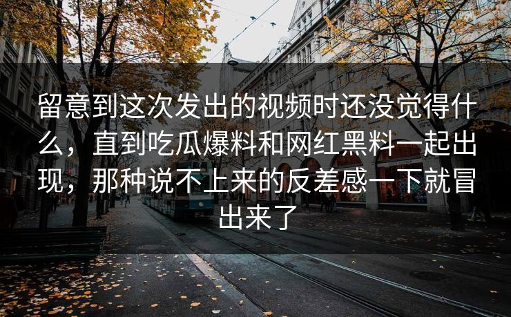 留意到这次发出的视频时还没觉得什么，直到吃瓜爆料和网红黑料一起出现，那种说不上来的反差感一下就冒出来了