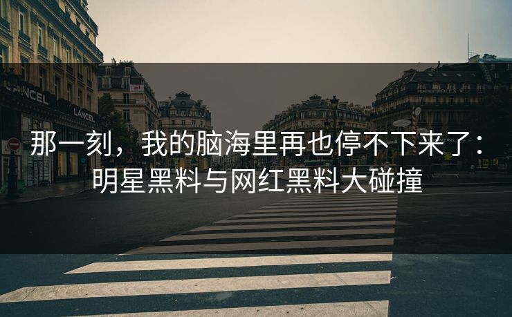 那一刻，我的脑海里再也停不下来了：明星黑料与网红黑料大碰撞