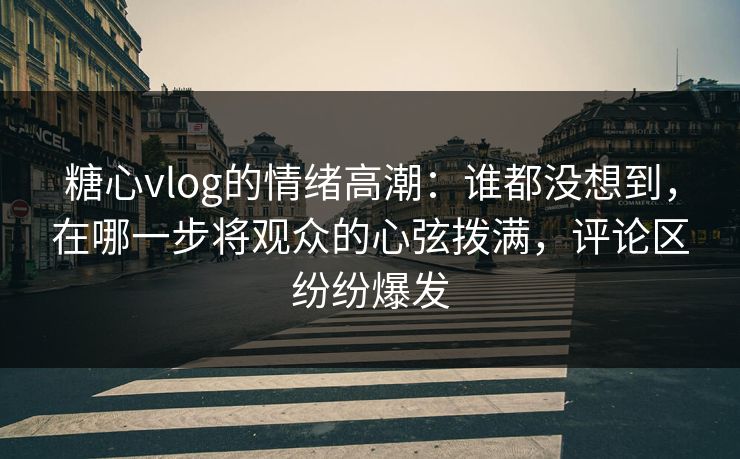 糖心vlog的情绪高潮：谁都没想到，在哪一步将观众的心弦拨满，评论区纷纷爆发