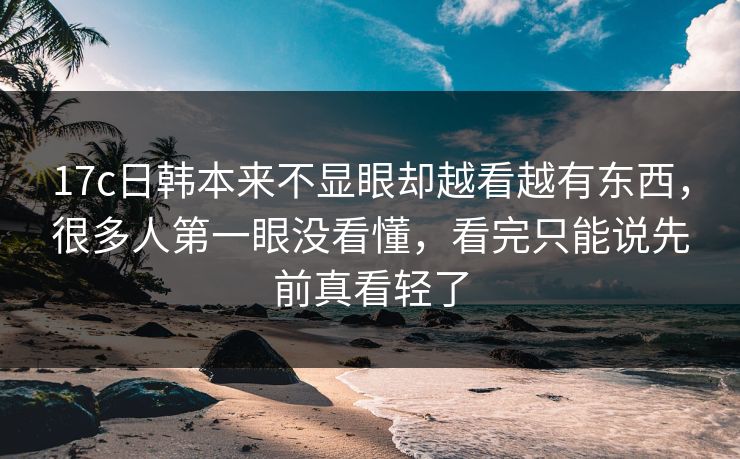 17c日韩本来不显眼却越看越有东西，很多人第一眼没看懂，看完只能说先前真看轻了