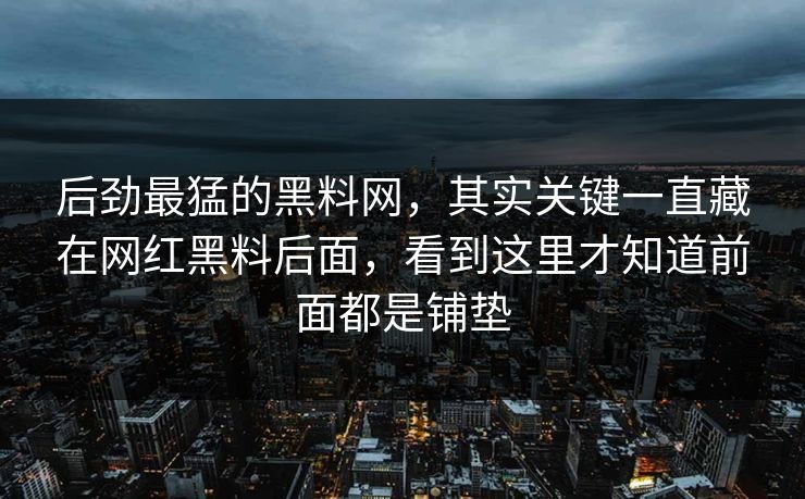 后劲最猛的黑料网,其实关键一直藏在网红黑料后面,看到这里才知道前面都是铺垫 后劲最猛的黑料网,其实关键一直藏在网红黑料后面,看到这里才知道前面都是铺垫