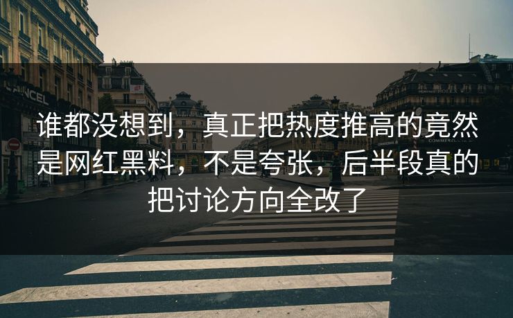 谁都没想到,真正把热度推高的竟然是网红黑料,不是夸张,后半段真的把讨论方向全改了 谁都没想到,真正把热度推高的竟然是网红黑料,不是夸张,后半段真的把讨论方向全改了