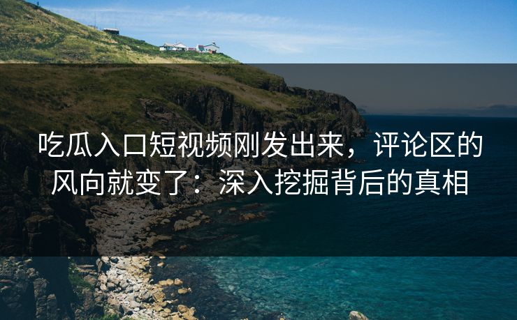 吃瓜入口短视频刚发出来，评论区的风向就变了：深入挖掘背后的真相