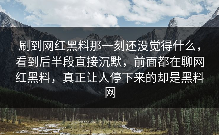 刷到网红黑料那一刻还没觉得什么,看到后半段直接沉默,前面都在聊网红黑料,真正让人停下来的却是黑料网 刷到网红黑料那一刻还没觉得什么,看到后半段直接沉默,前面都在聊网红黑料,真正让人停下来的却是黑料网