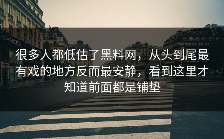 很多人都低估了黑料网，从头到尾最有戏的地方反而最安静，看到这里才知道前面都是铺垫