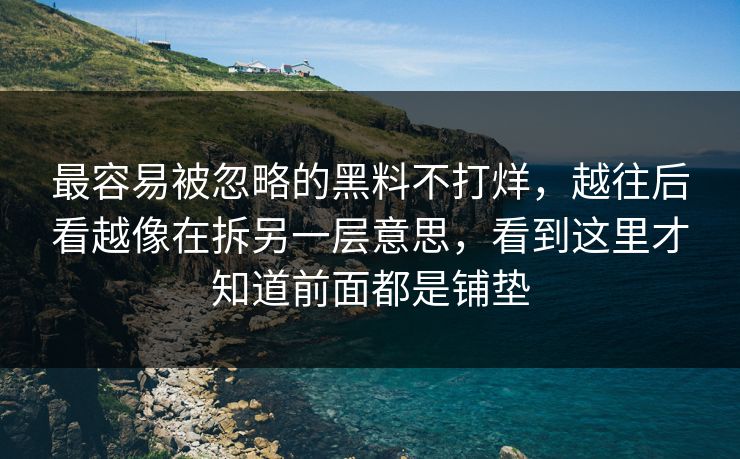 最容易被忽略的黑料不打烊,越往后看越像在拆另一层意思,看到这里才知道前面都是铺垫 最容易被忽略的黑料不打烊,越往后看越像在拆另一层意思,看到这里才知道前面都是铺垫